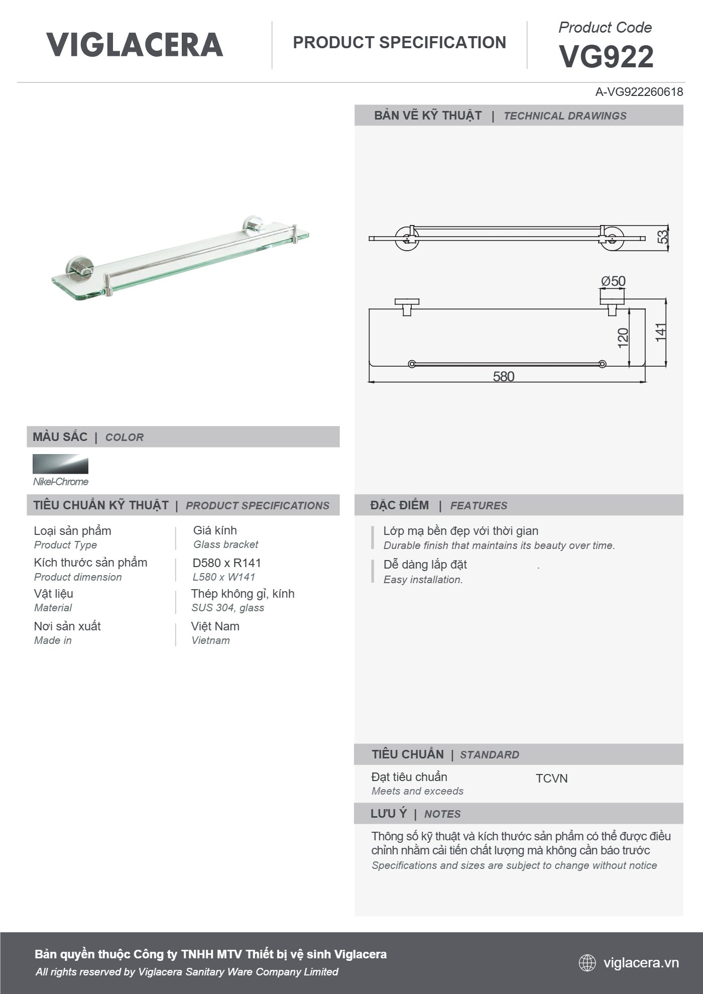 Bản vẽ spec VG922