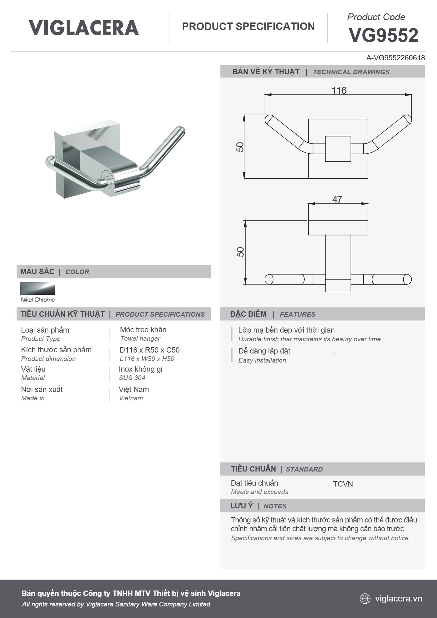 Bản vẽ spec VG9552