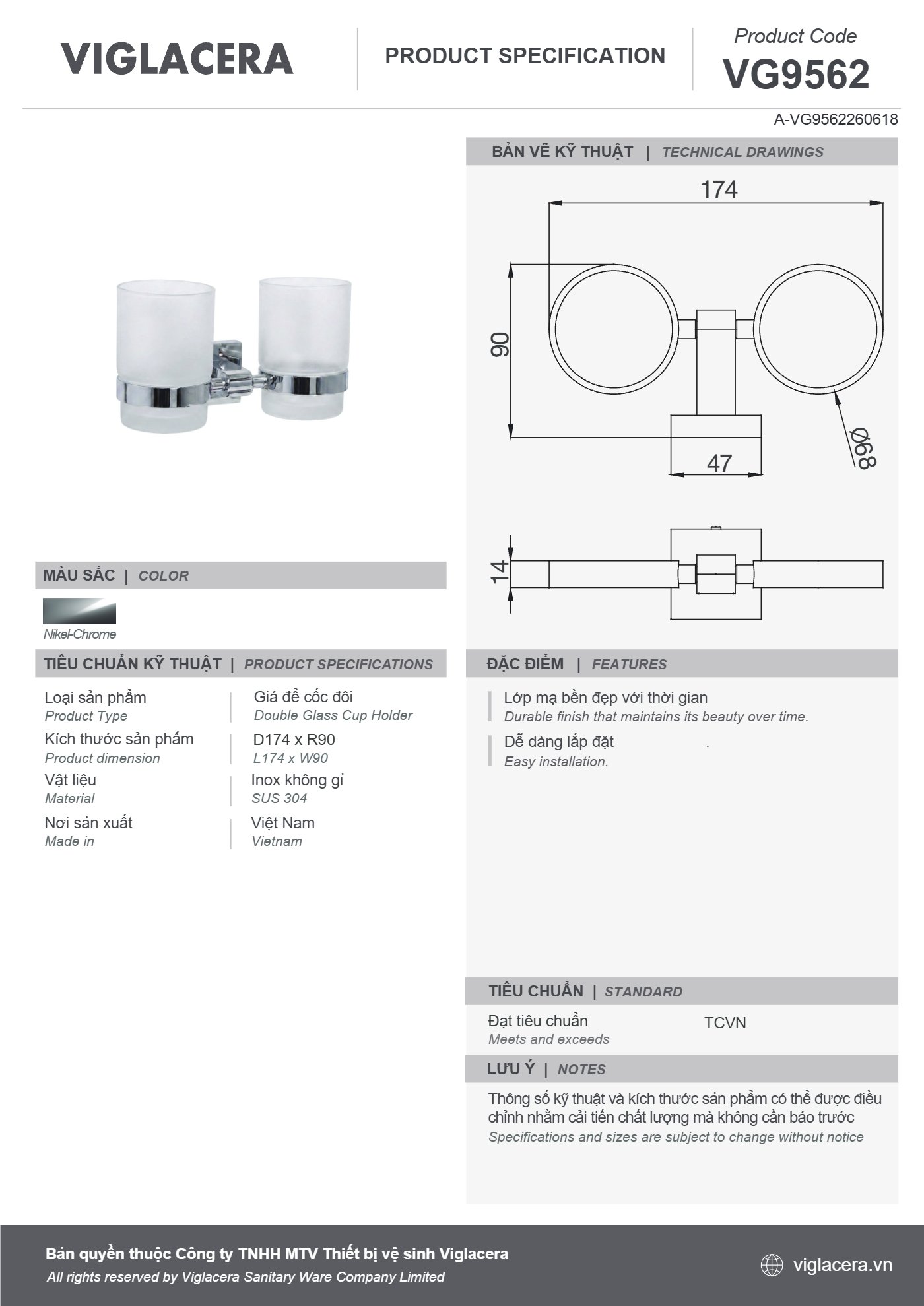 Bản vẽ spec VG9562
